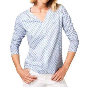 White Stuff Women's Blue Floral Print Boho Blouse UK 8 US 4 Cotton Soft Feminine